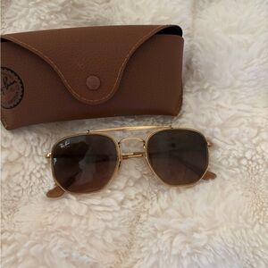 Ray-Ban Gold Frame Sunglasses with Brown Lenses